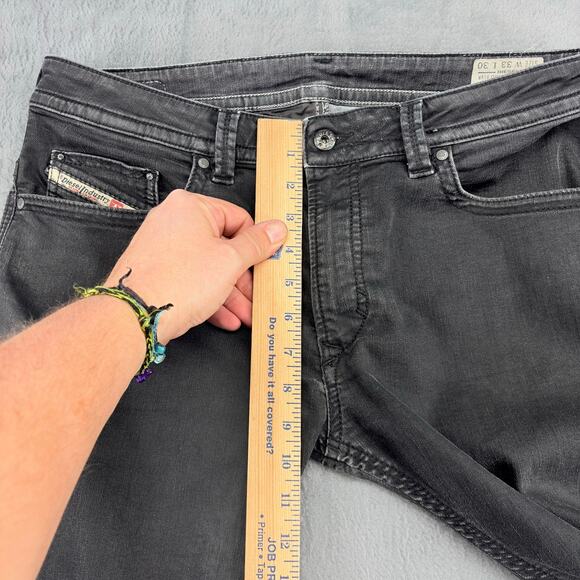 Diesel Thavar Jeans Men's 33x30 Black Stretch Denim Slim-Skinny Grunge Skater - Picture 10 of 14